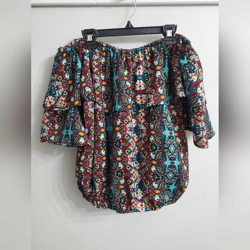 Iky & Me Ruffled Boho Blouse Off Shoulder
